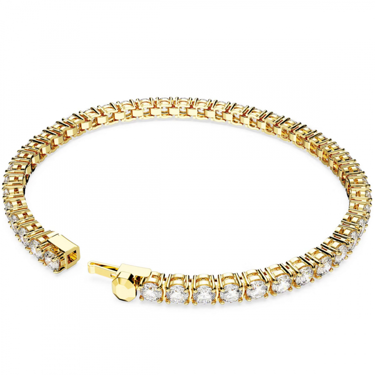Swarovski Matrix Tennis Armband Rundschliff Weiss Gold Helen Kirchhofer