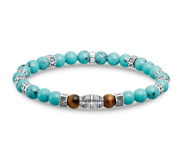 Thomas Sabo Armband mit Türkisen Beads und Tigerauge Beads Silber -  A2087-364-7 - Helen Kirchhofer