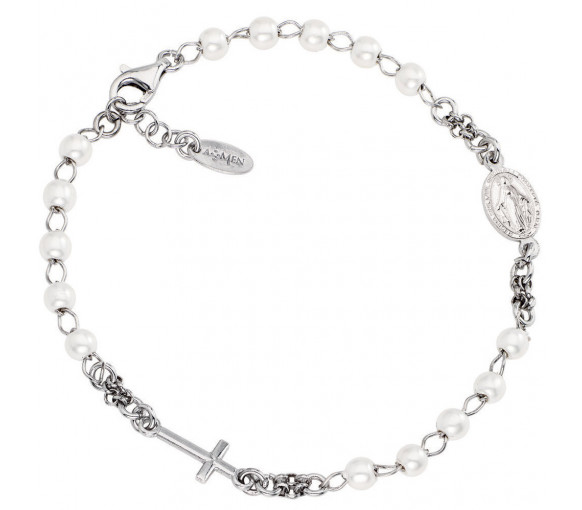 Amen Rosary Cross Pearls Armband - BROBB3