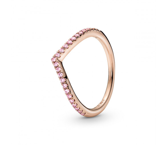 Pandora Sparkling Wishbone Pink Ring - 186316C02