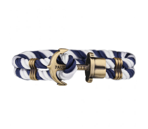 Paul Hewitt Anchor Bracelet Phrep Brass Nylon Navy Blue-White - PH-PH-N-NW